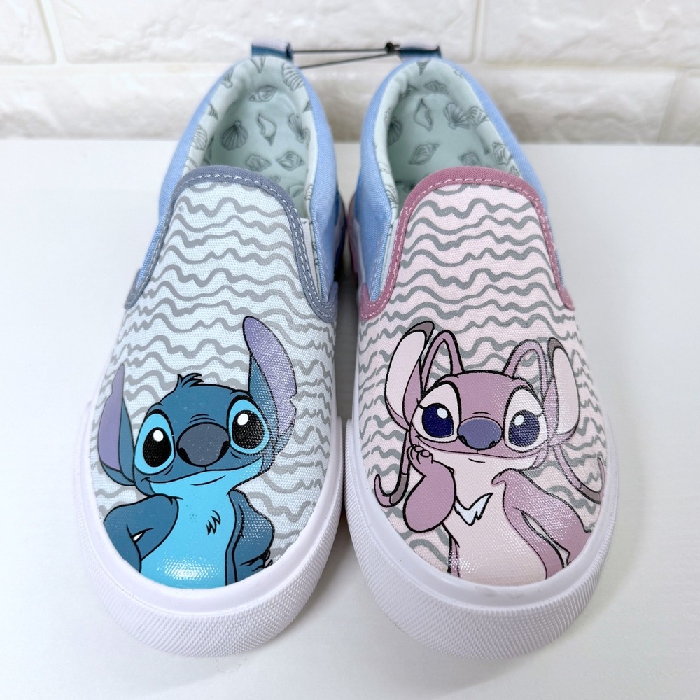 Ground Up Disney Stitch Angel Slip On Sneakers Kids 13 Blue Pink New No Tags